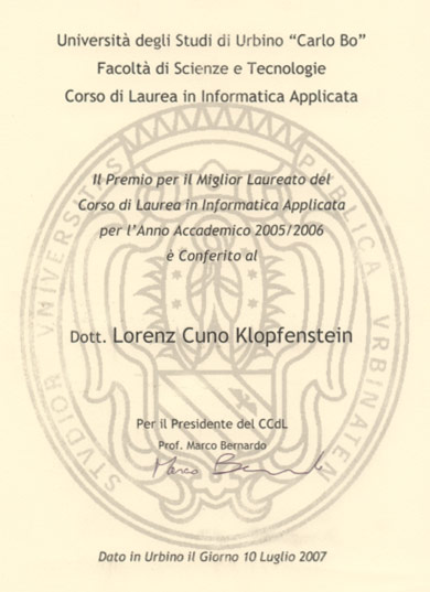 Best graduate of 2006