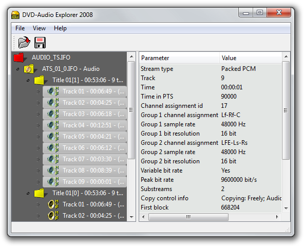 DVD Audio Explorer main window