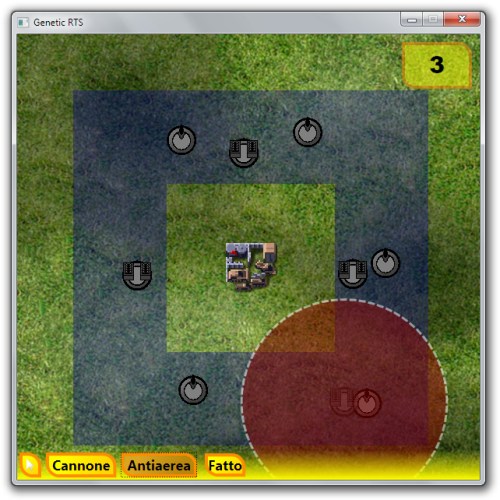 Genetic RTS: The base construction mode.