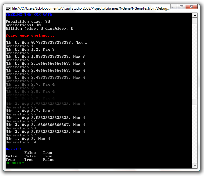 Command line output.