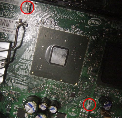 The slightly bended loops on the Intel motherboard.