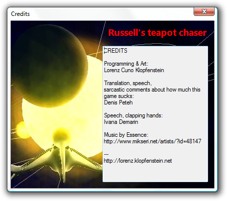 My game's credits
